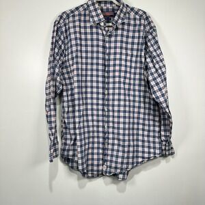 Vineyard Vines Mens Long Sleeve Button‎ Down Murray Blue and Pink Plaid Shirt L
